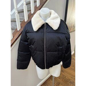 Abercrombie & Fitch Black Removable Collar Bubble Hem Nylon Puffer Small